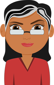 Cartoon Senior Womanwith Glasses PNG image
