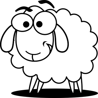 Cartoon Sheep Blackand White PNG image