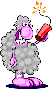 Cartoon Sheep Celebratingwith Confetti PNG image