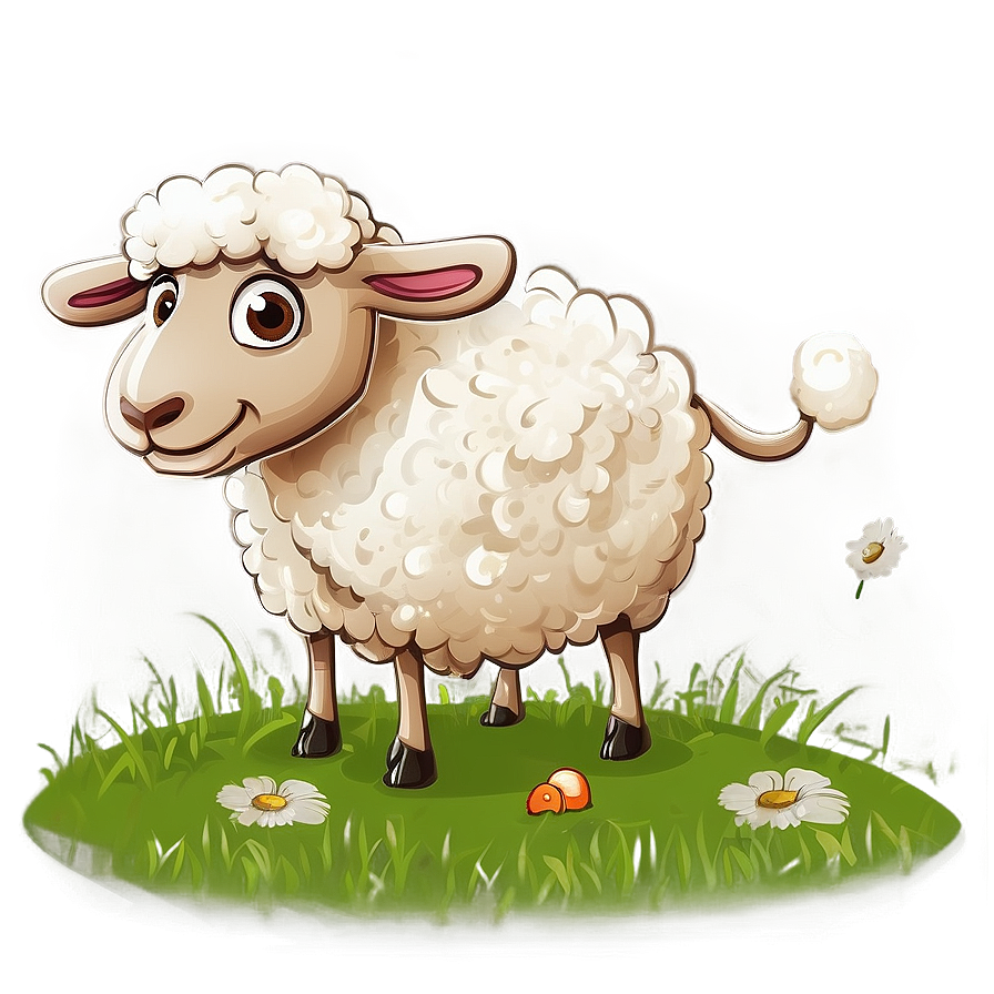 Cartoon Sheep Grazing Png Mwn PNG image