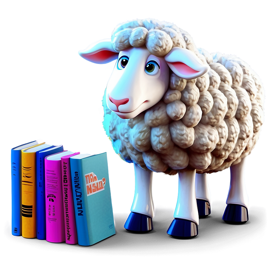 Cartoon Sheep With Book Png 06272024 PNG image