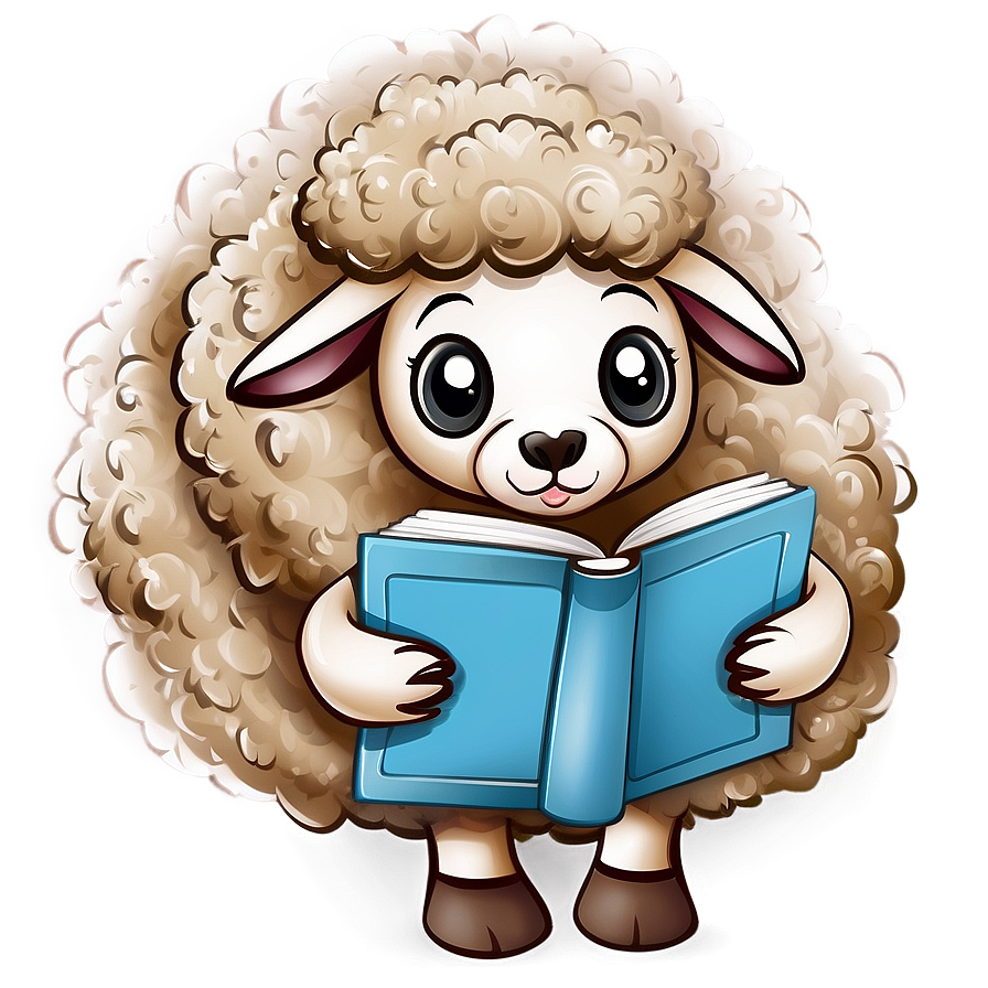 Cartoon Sheep With Book Png Atf PNG image