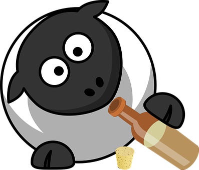 Cartoon Sheep With Bottle PNG image