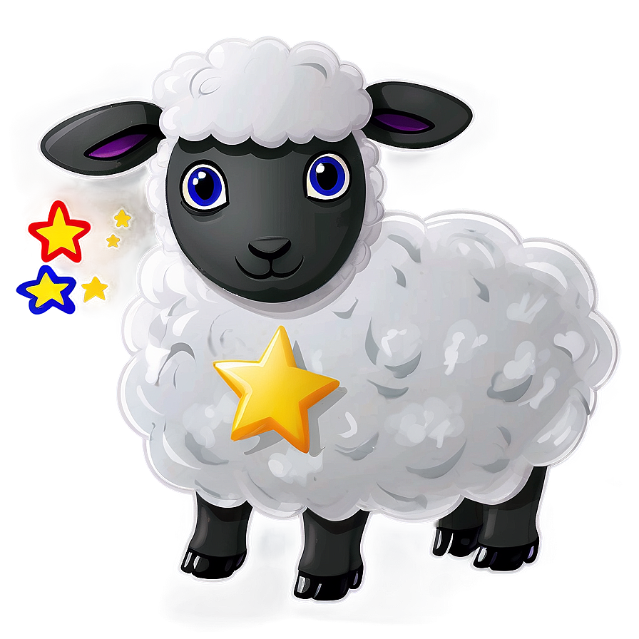 Cartoon Sheep With Star Png 06272024 PNG image