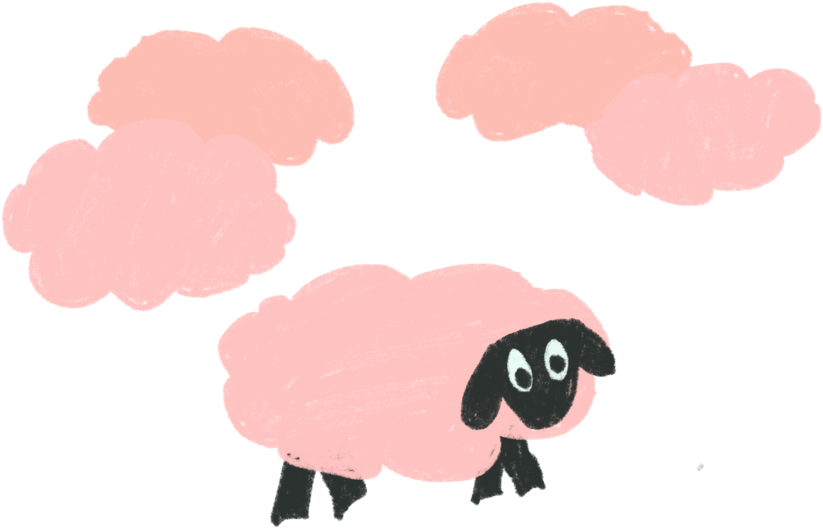 Cartoon Sheepand Clouds PNG image