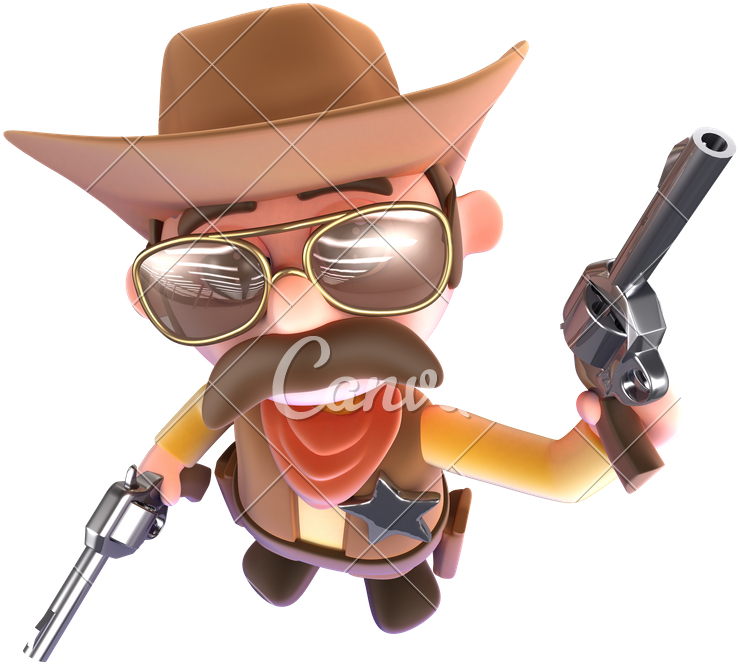 Cartoon Sheriff With Guns PNG image
