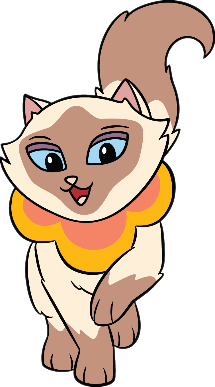 Cartoon Siamese Cat With Scarf PNG image