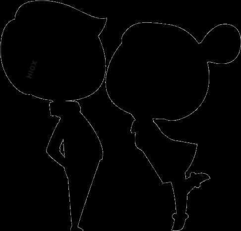 Cartoon Silhouette Kiss PNG image