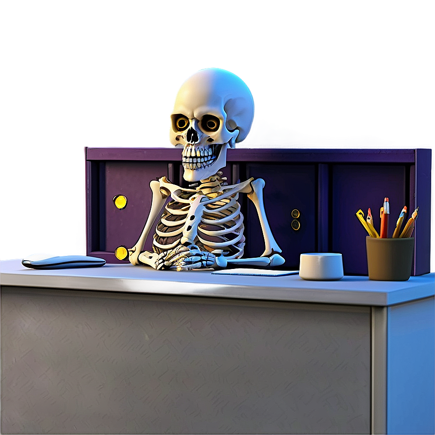 Cartoon Skeleton At Desk Png 06262024 PNG image