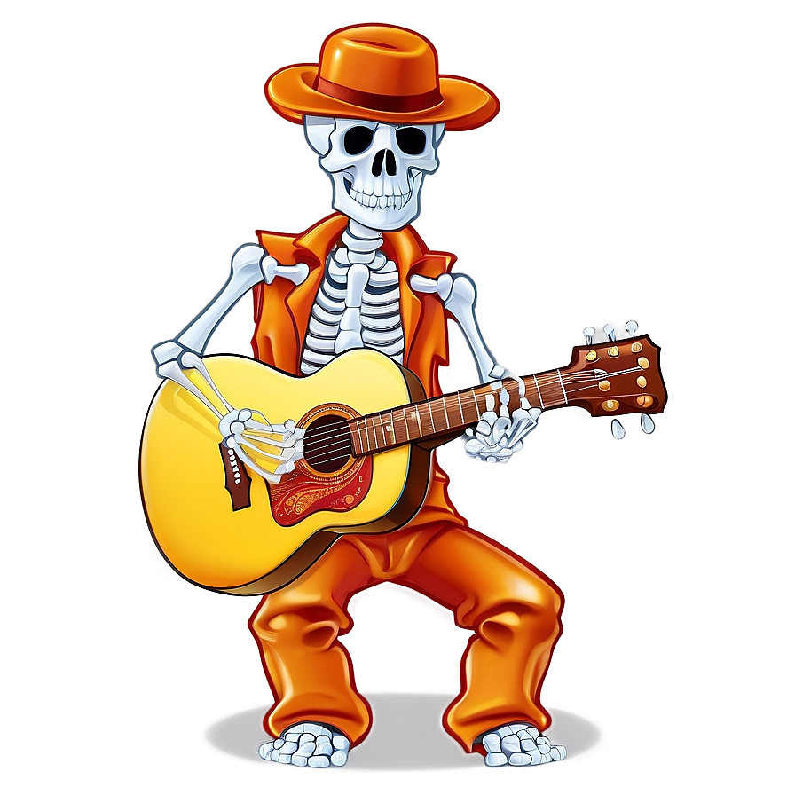 Cartoon Skeleton Playing Guitar Png 06262024 PNG image