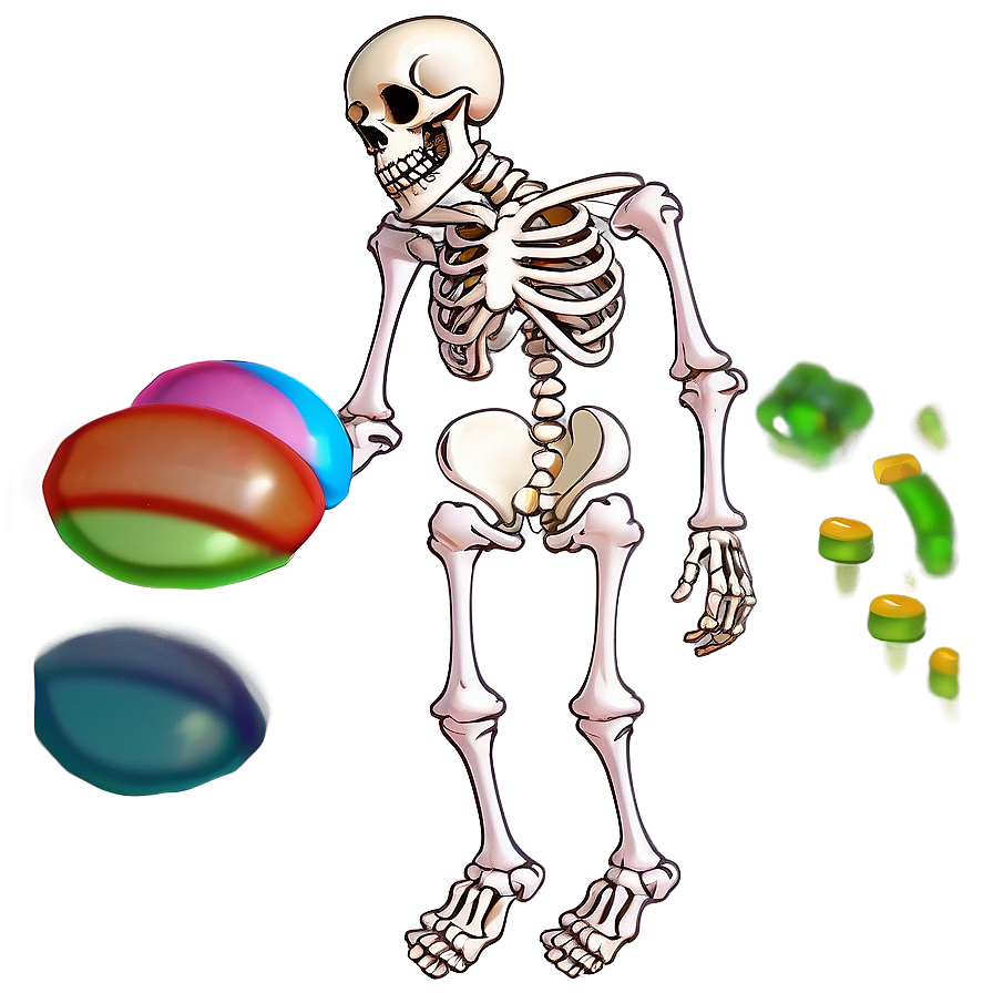 Cartoon Skeleton With Candy Png Qyk8 PNG image