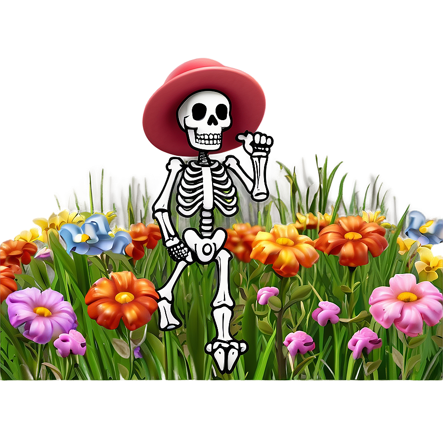 Cartoon Skeleton With Flowers Png 61 PNG image