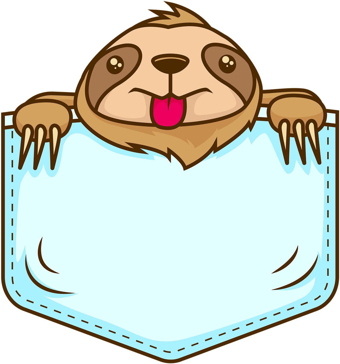 Cartoon Sloth Pocket Design PNG image