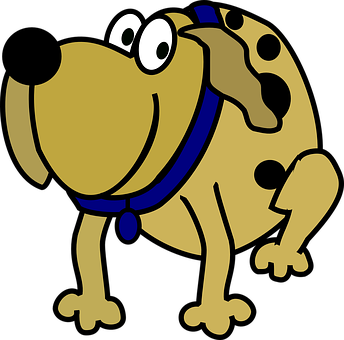 Cartoon Smiling Dog Blue Collar PNG image