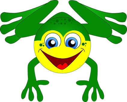 Cartoon Smiling Frog Illustration PNG image