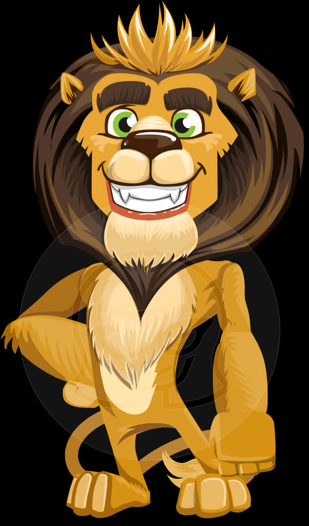 Cartoon Smiling Lion Character PNG image