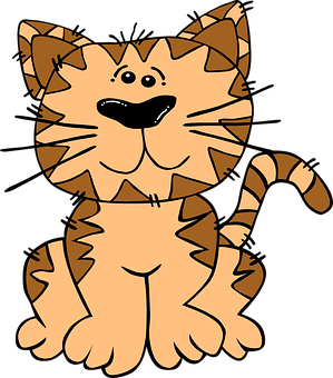 Cartoon Smiling Tabby Cat PNG image