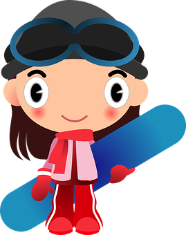 Cartoon Snowboarder Girl Vector PNG image