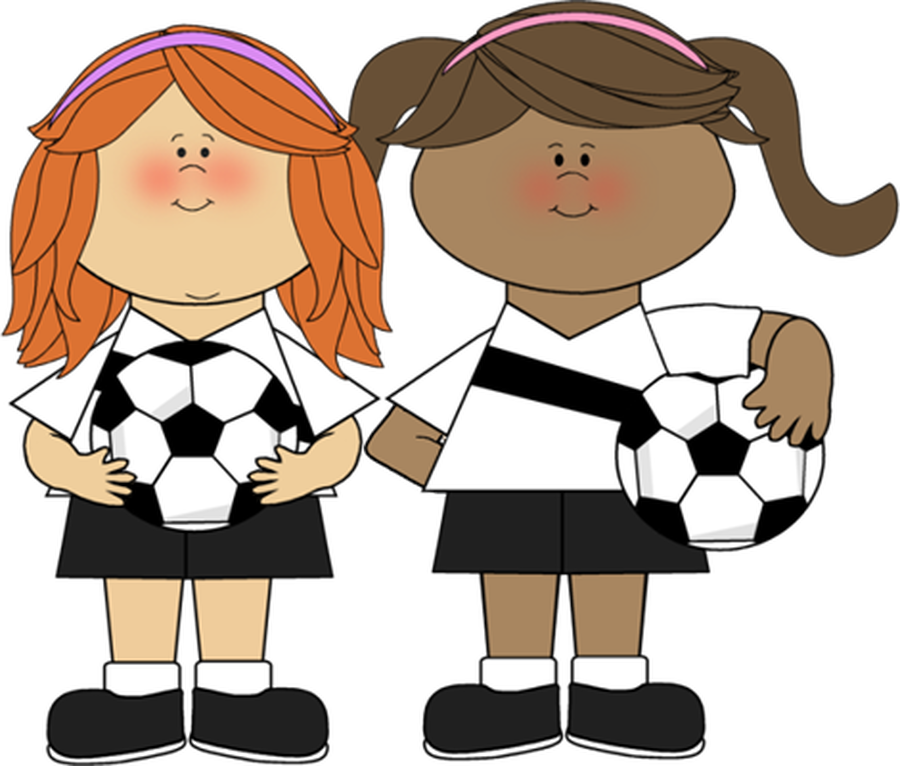 Cartoon Soccer Girls Friendly Match PNG image