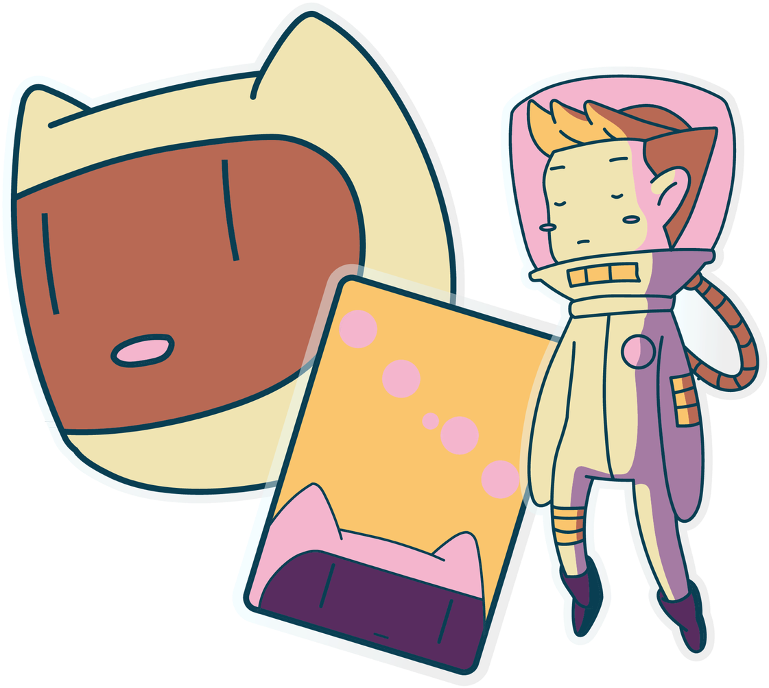 Cartoon Spacemanand Spacecat Stickers PNG image