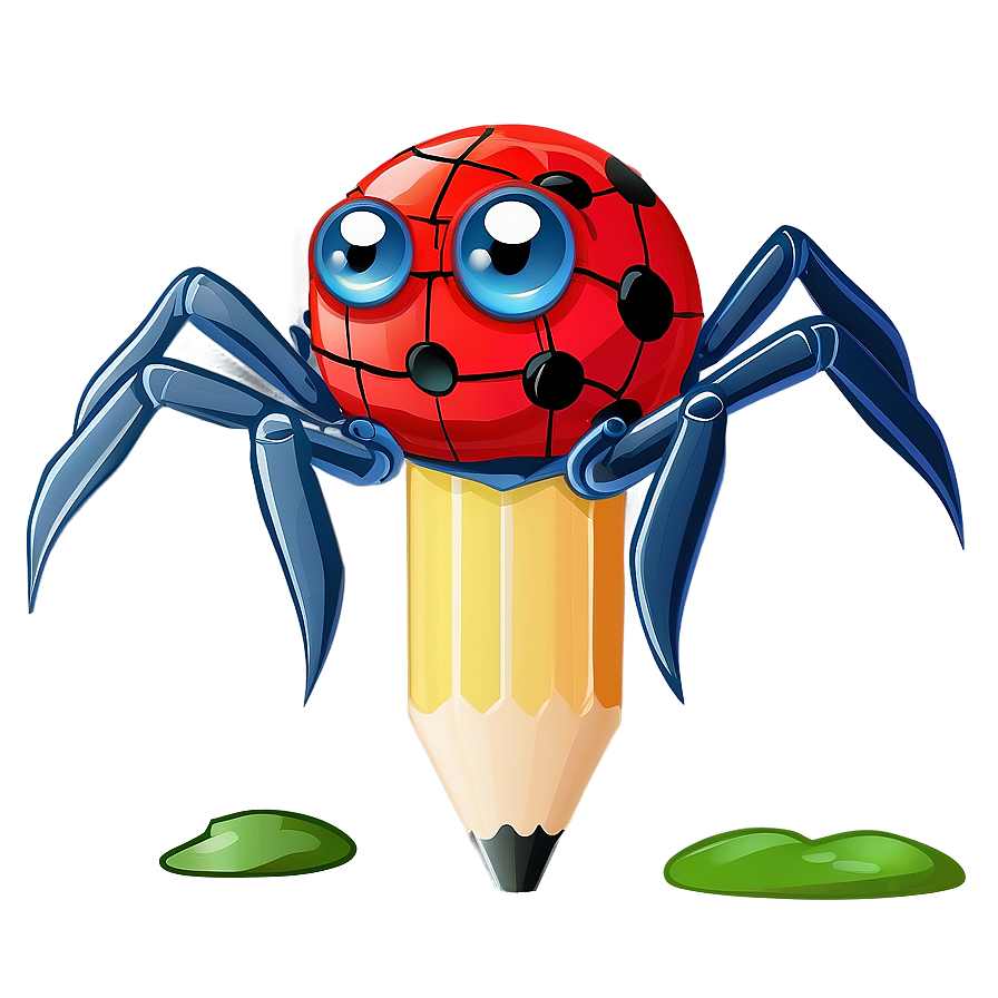 Cartoon Spider With Pencil Png Ddj PNG image