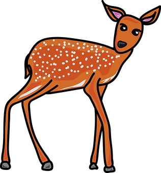 Cartoon Spotted Deer Illustration PNG image