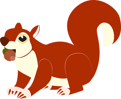 Cartoon Squirrel Holding Acorn PNG image