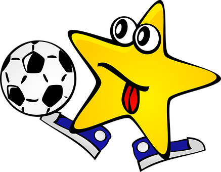 Cartoon Star Playing Soccer PNG image