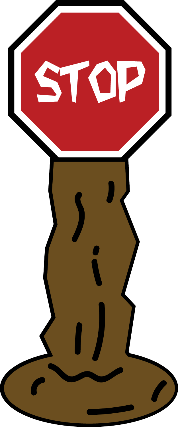 Cartoon Stop Signon Brown Pole PNG image