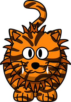 Cartoon Striped Cat Illustration PNG image