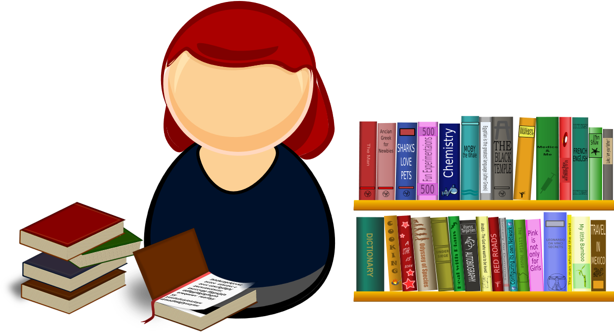 Cartoon Student Studying With Books Clipart PNG image