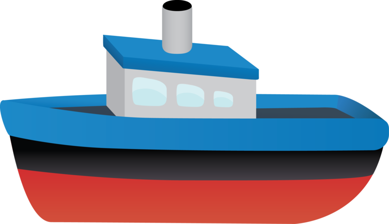 Cartoon Style Colorful Tugboat PNG image