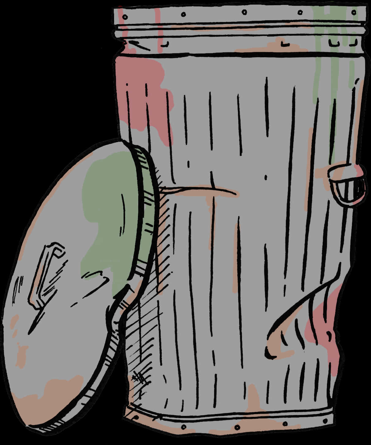 Cartoon Style Dirty Trash Can PNG image