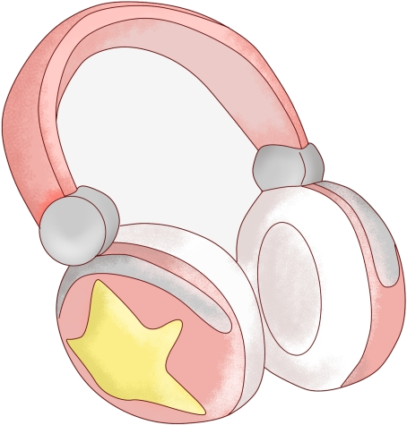 Cartoon Style Pink Headphoneswith Star PNG image