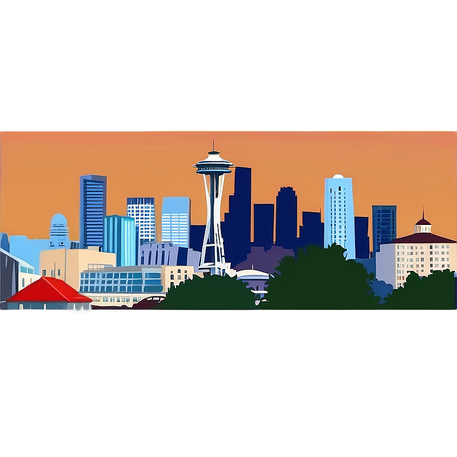 Cartoon Style Seattle Skyline Png Vld78 PNG image