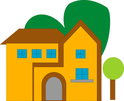 Cartoon Style Yellow House Vector PNG image