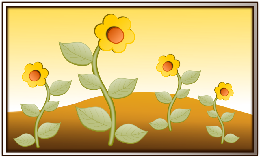 Cartoon Sunflowers Illustration PNG image