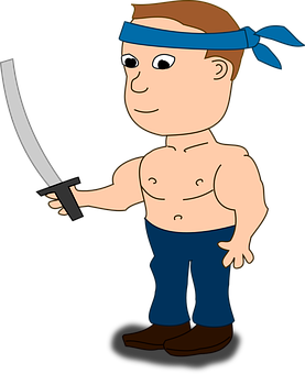 Cartoon Sword Wielding Character PNG image