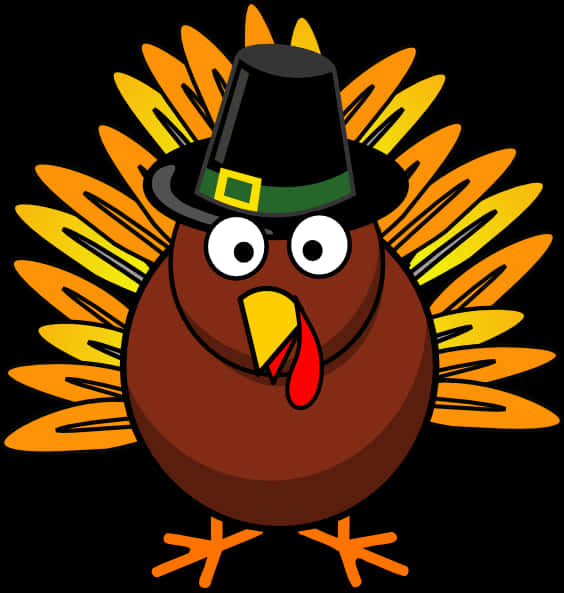 Cartoon Thanksgiving Turkeywith Pilgrim Hat PNG image