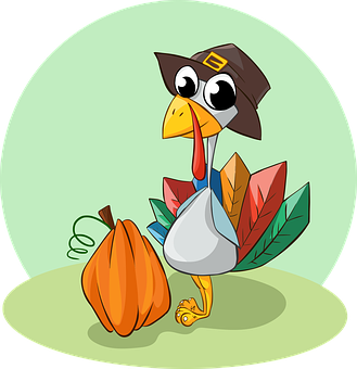 Cartoon Thanksgiving Turkeywith Pumpkin PNG image