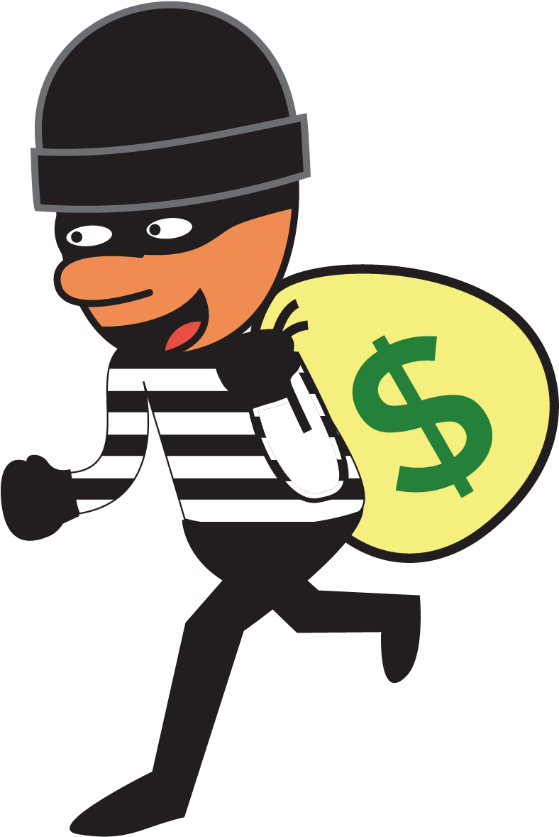 Cartoon Thief Stealing Money Bag PNG image