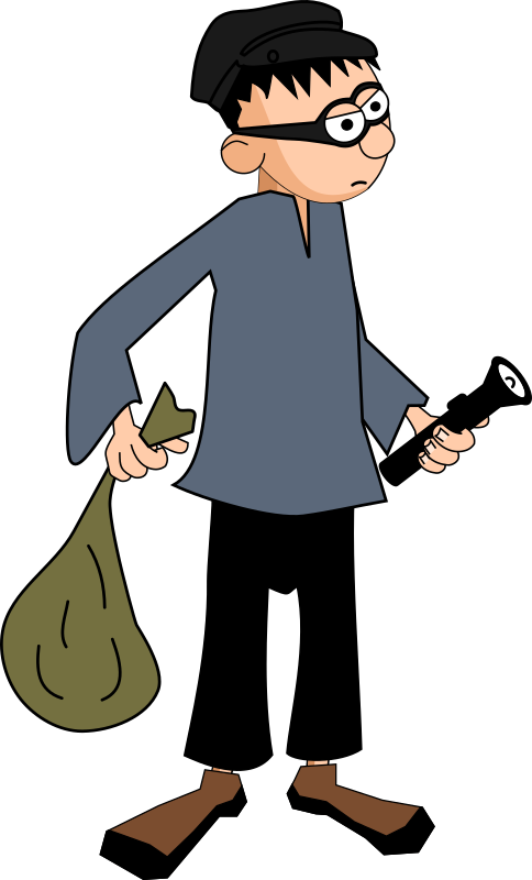 Cartoon Thief With Loot Bagand Flashlight PNG image