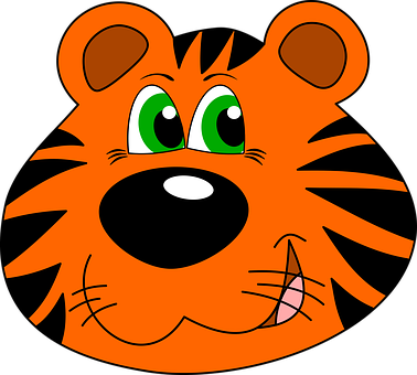 Cartoon Tiger Face Graphic PNG image