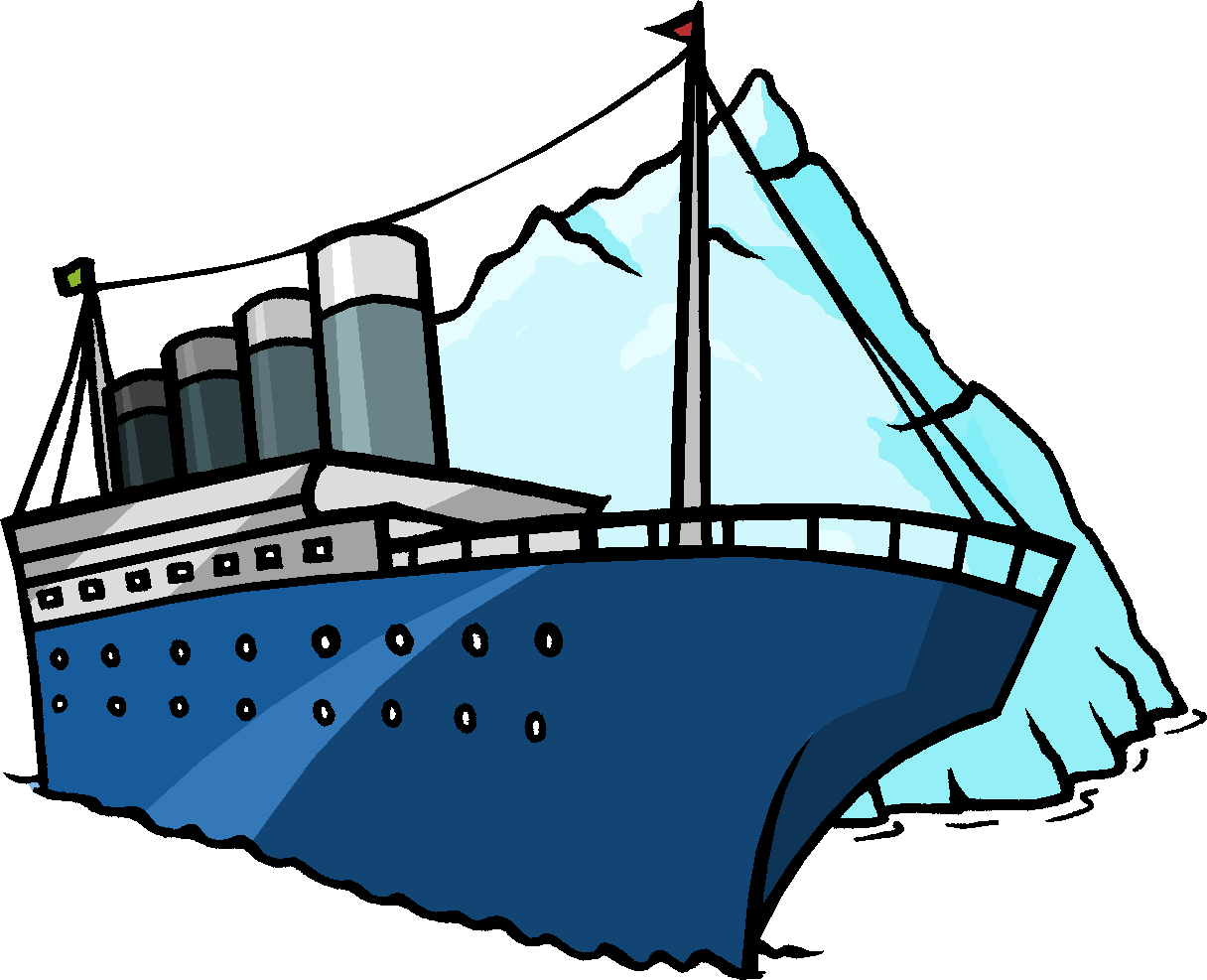 Cartoon Titanic Hitting Iceberg PNG image