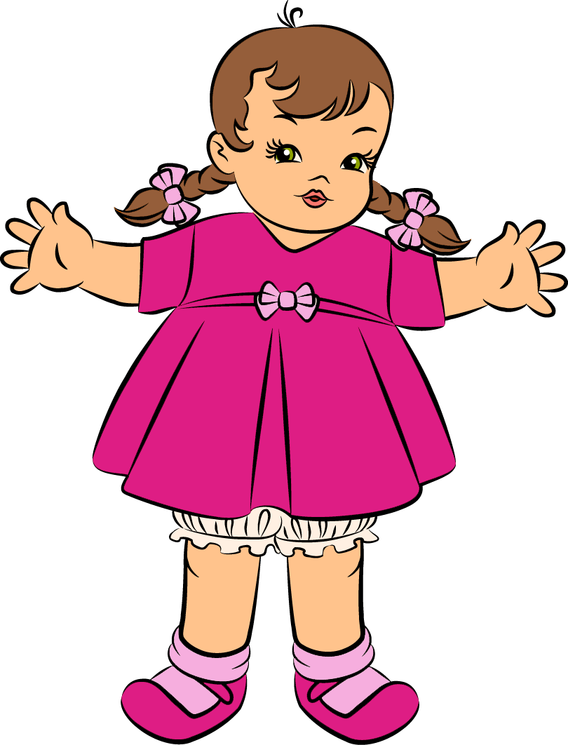 Cartoon Toddler Dollin Pink Dress PNG image
