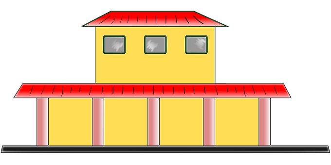 Cartoon Train Station Illustration PNG image