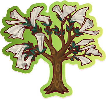 Cartoon Tree With Plastic Bags PNG image