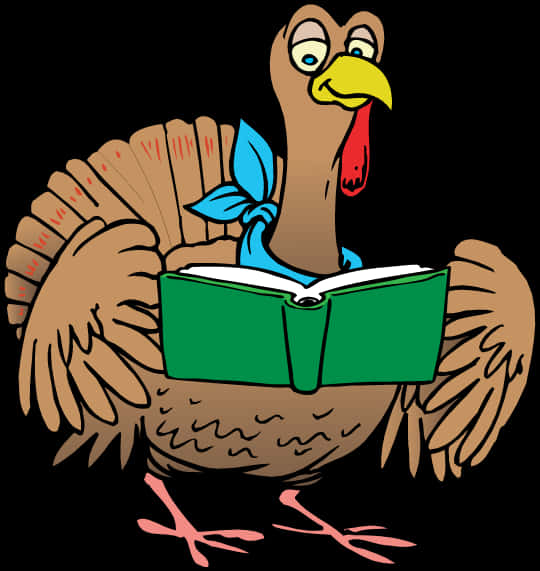 Cartoon Turkey Reading Book PNG image