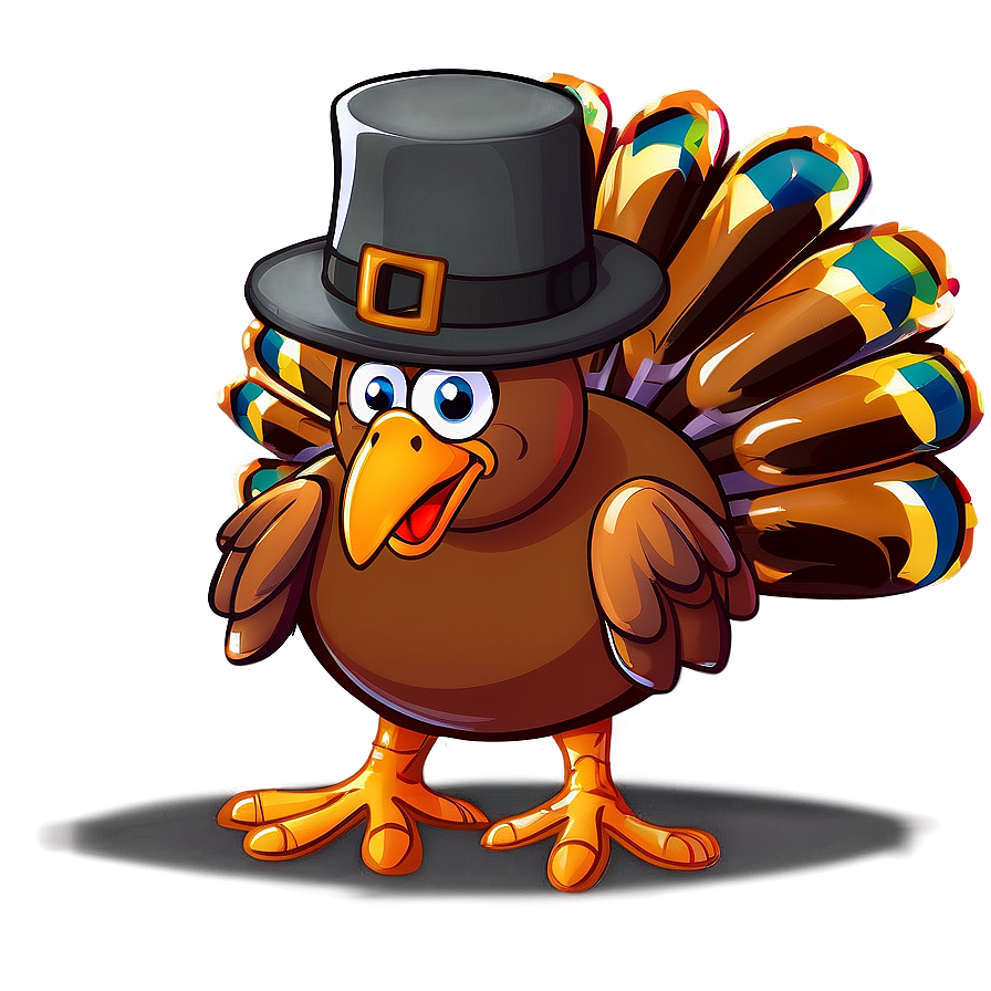 Cartoon Turkey With Pilgrim Hat Png 06262024 PNG image