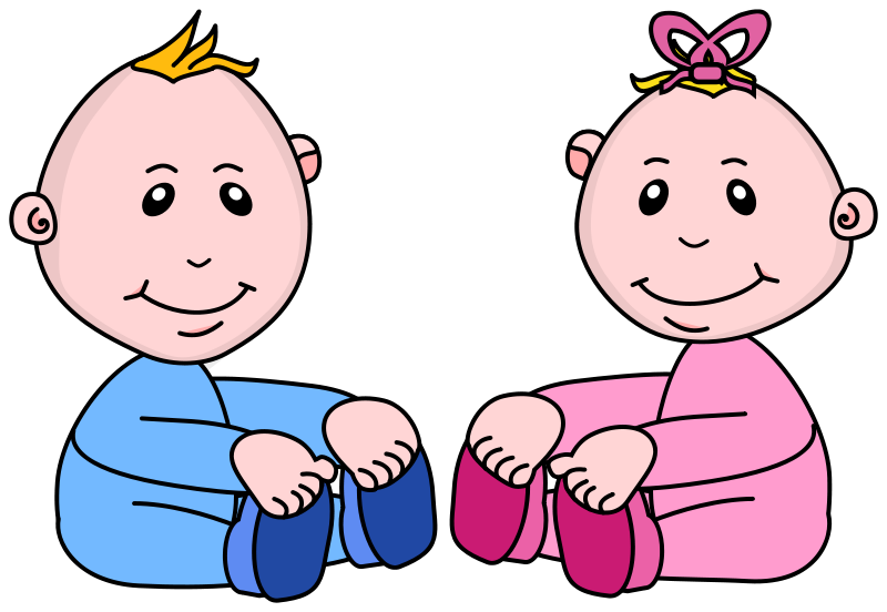 Cartoon Twin Babies Sitting PNG image